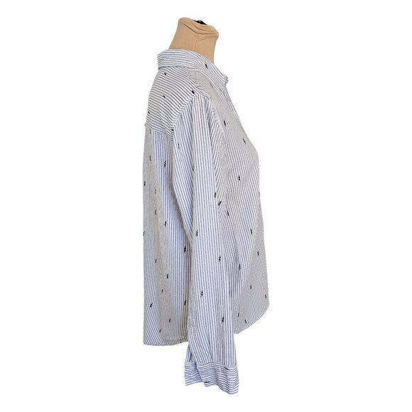 Rails Taylor Blue and White Lightning Bolt Collared Button Up Top Sz S - Picture 3 of 6